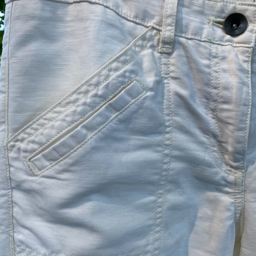 Winter White Linen/Cotton Ankle Pants - Size 4P - Classic & Versatile